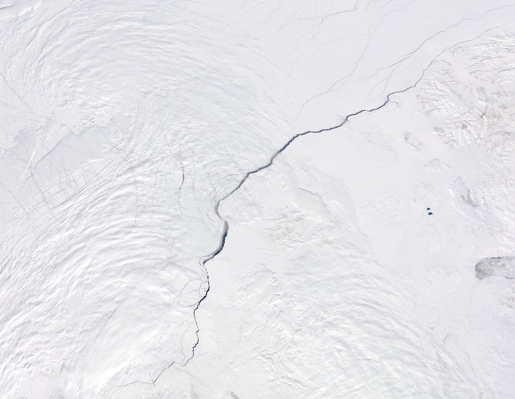 Open water lead above Canada, Arctic Ocean